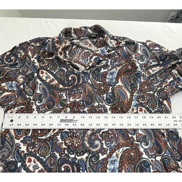 Bon Homme Mens Medium Paisley Print Short Sleeve Button Up Shirt Multicolor - Picture 4 of 5